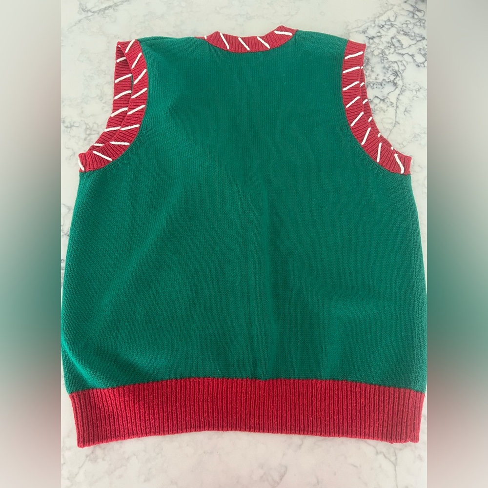 Laura Gayle Ugly Christmas Sweater Vest Petite Vest Gold Buttons EUC - Picture 2 of 6